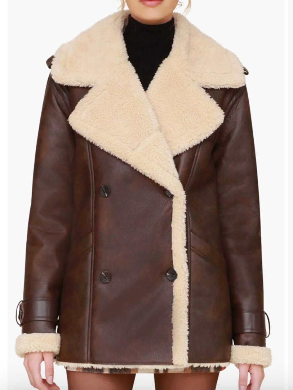 Avec les Filles faux leather and shearling women’s oversize jacket L